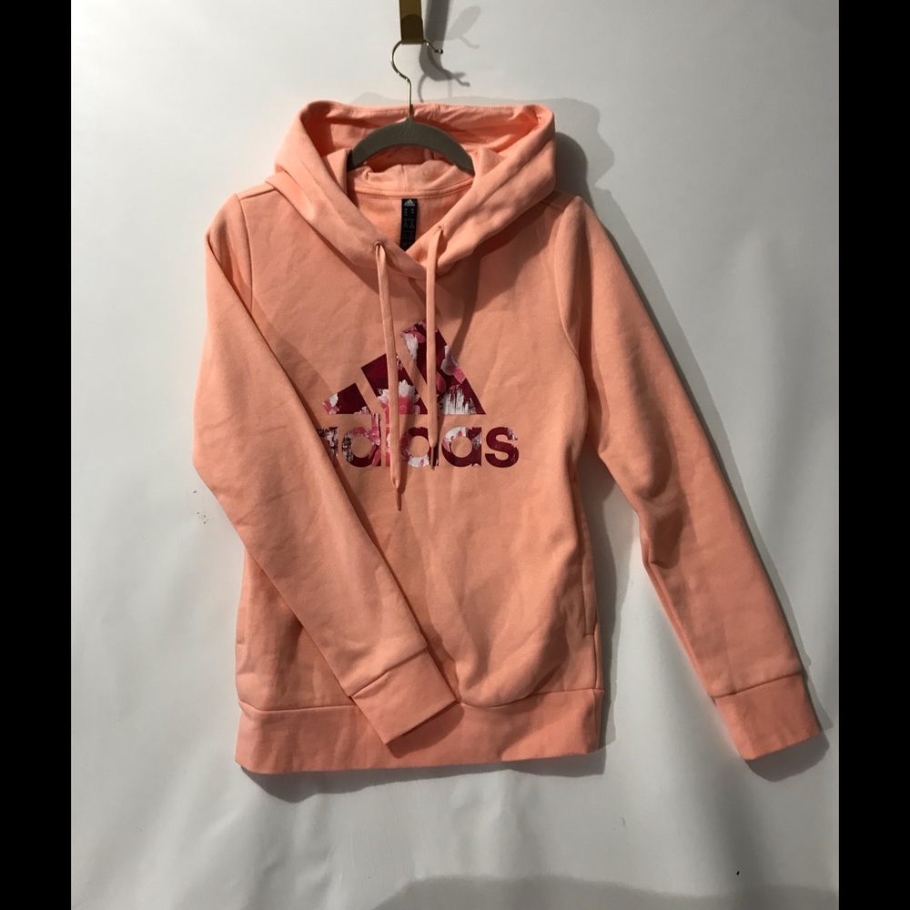 Adidas Coral V-Neck Hoodie Womens XS and Logo